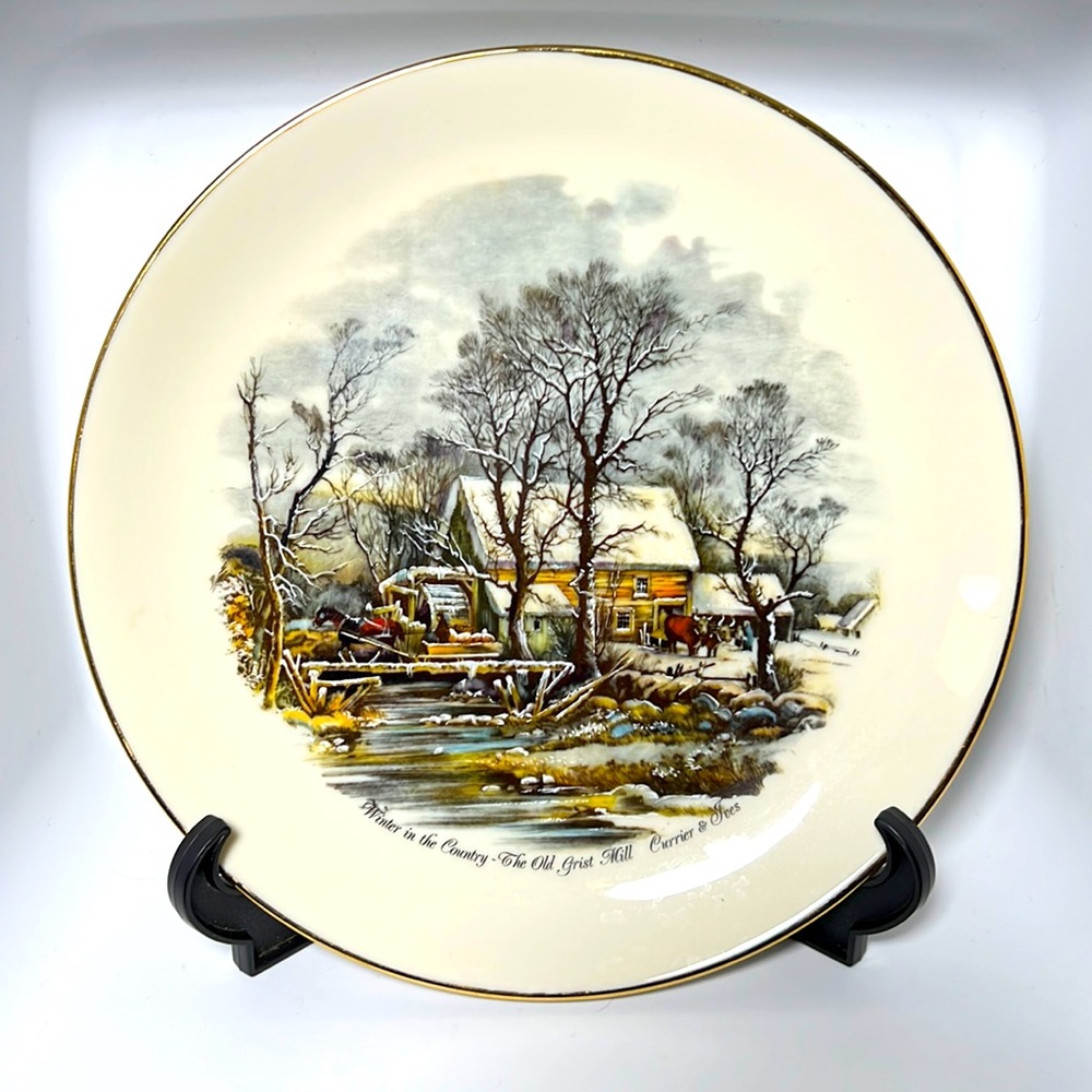 Platter, Holiday,  Currier and Ives, Winter in the Country, The Old Grist Mill